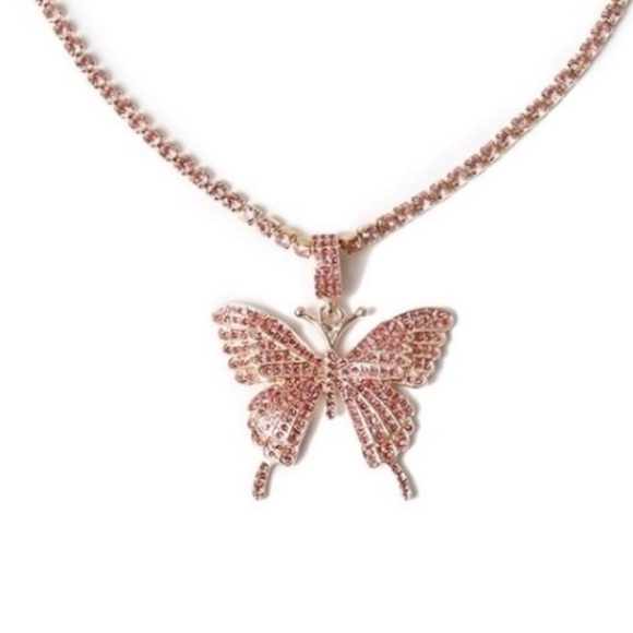 Rhinestone Butterfly Necklace - Picture 1 of 5